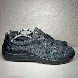 Klogs Womens 12 Fairfax Sneakers Silver Black Iridescent Leather Metallic Shoes